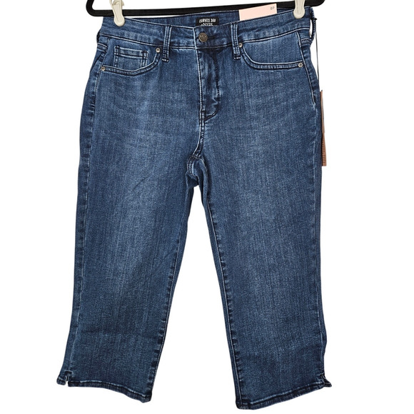 NEW NYDJ 6P Caliente Slim Straight Crop Jeans Side Slit Stretch Slimming Casual - Picture 2 of 7